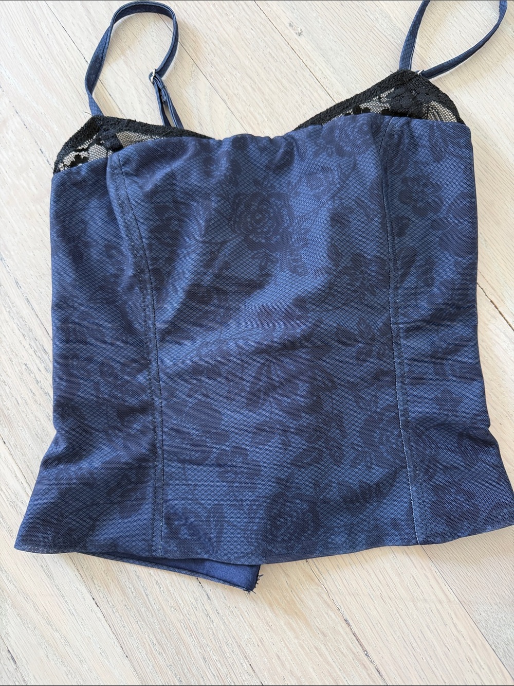 Edikted Navy Floral Lace-Trim Cami